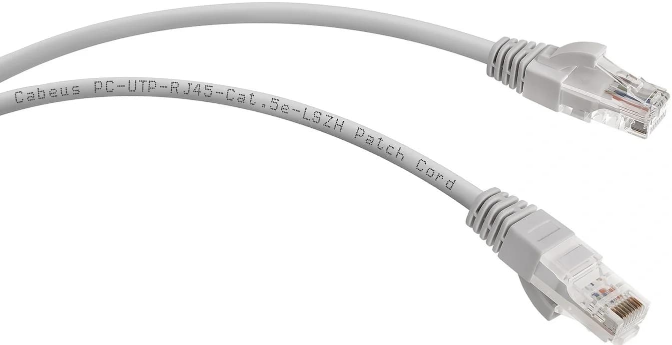 Cabeus PC-UTP-RJ45-Cat.5e-20m-LSZH Патч-корд U/UTP, категория 5е, 2xRJ45/8p8c, неэкранированный, серый, LSZH, 20м