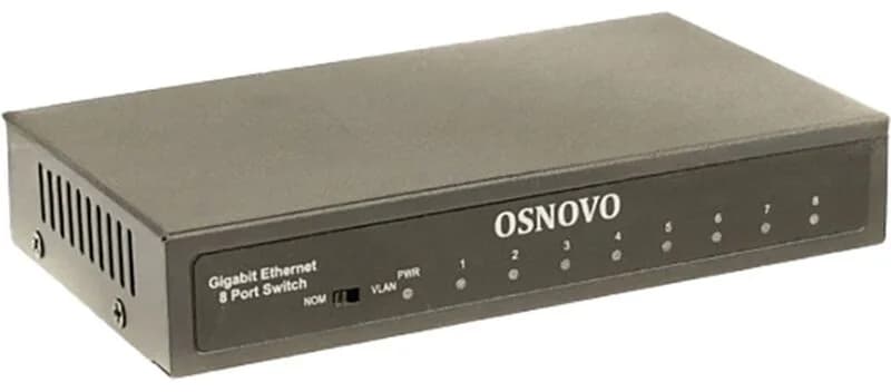 Коммутатор/ OSNOVO Коммутатор Gigabit Ethernet на 8 RJ45 портов. Порты: 8 x GE (10/100/1000Base-TX)