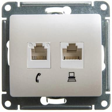 Розетка Systeme Electric GSL000685 2-ая RJ11+RJ45, кат.5E перламутр