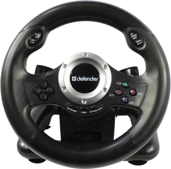 Руль Defender Turbo Pro (Vibration, рулевое колесо, педали, 8поз.перекл., 10кн., USB, PS3/PS4/XBOX) <64291>