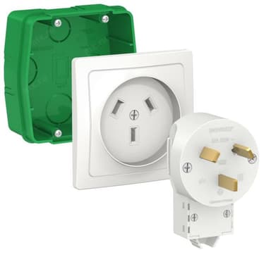 Schneider Electric BLNSK013231 BLANCA СИЛОВОЙ КОМПЛЕКТ 32 А, 250 В: розетка, вилка, монтажная коробка, БЕЛЫЙ