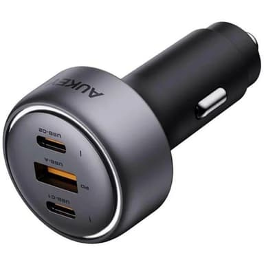 AUKEY <ACC-CC-P1 Gray> Автомобильное зарядное уст-во USB (Вх.12-24V, Вых.5/9/12V, 66W, USB, 2xUSB-C)