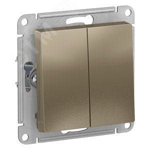 Schneider Electric ATN000551 Выключатель двухклавишный ATLASDESIGN схема 5 10АХ механизм шампань (ATN000551)