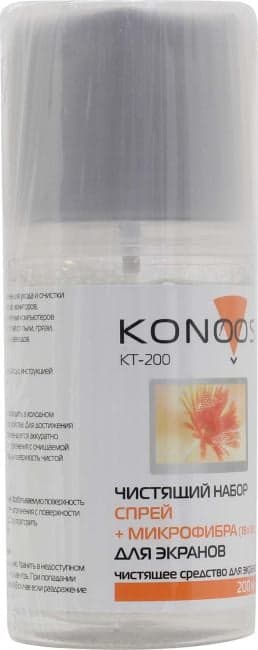 Konoos <KT-200> Чистящий набор для экранов (спрей 200мл + салфетка)