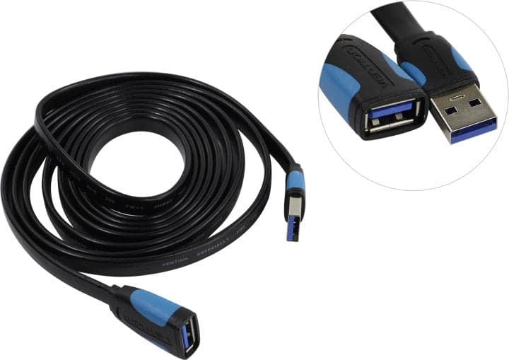 Vention <VAS-A13-B200> Кабель удлинительный USB 3.0 A-->A 2м плоский