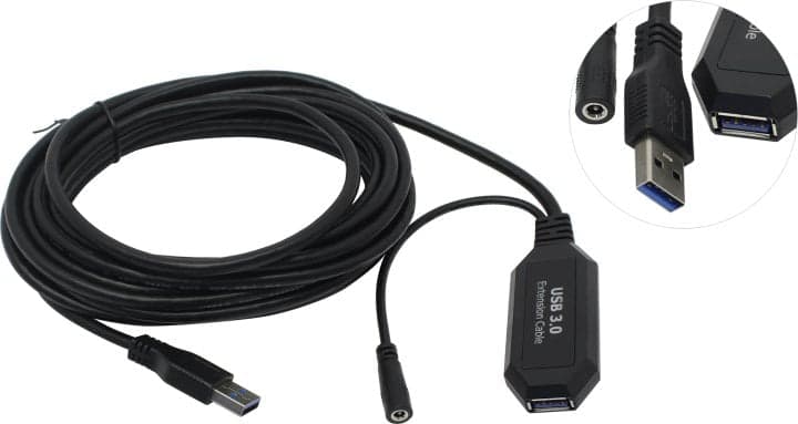 VCOM < CU827-5м> Кабель удлинительный активный USB 3.0-repeater A-->A 5м