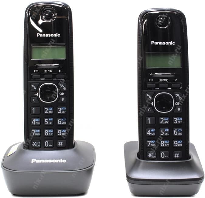 Panasonic KX-TG1612RUH <Black-Grey> р/телефон (2 трубки с ЖК диспл., DECT)