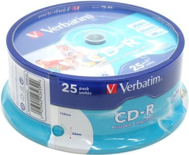 CD-R Verbatim 700Mb 52x sp. <уп.25 шт> на шпинделе, printable <43439>
