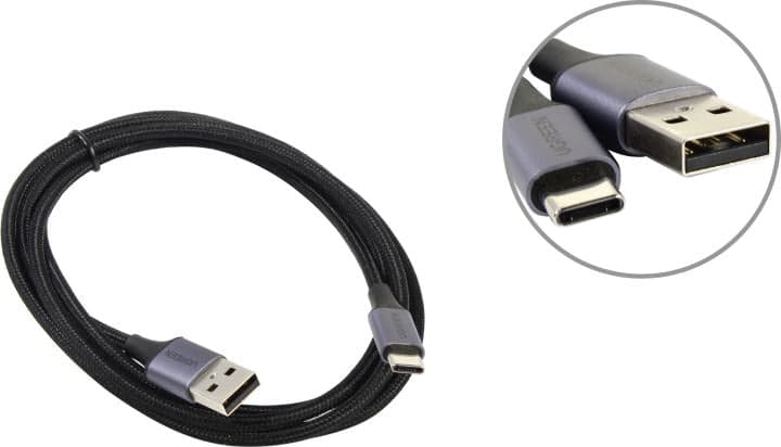 UGREEN US288 Black <60127> Кабель USB2.0 AM-->USB-CM 1.5м