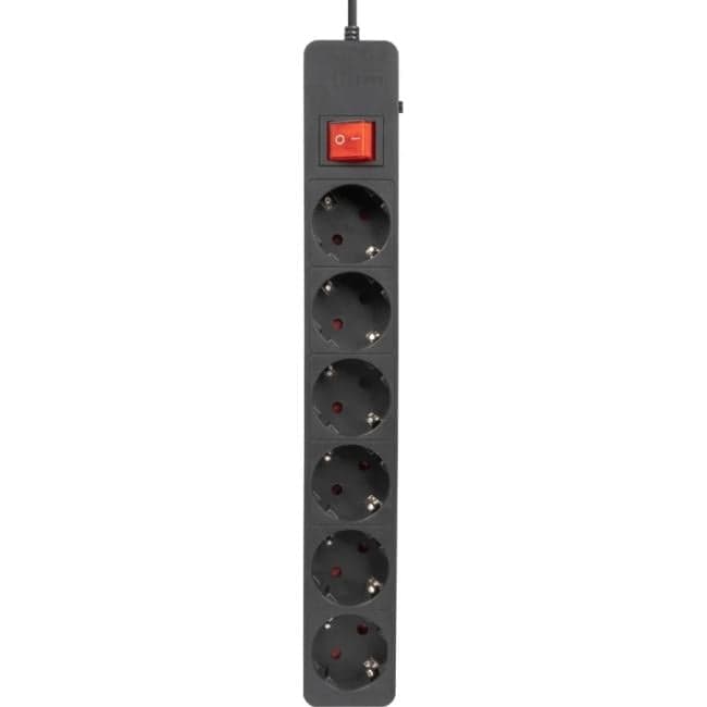 Сетевой фильтр Filum FL-SP6-3.0M-16, 4000 Вт., 6 розеток, защитные шторки, шнур 3.0 м., черный