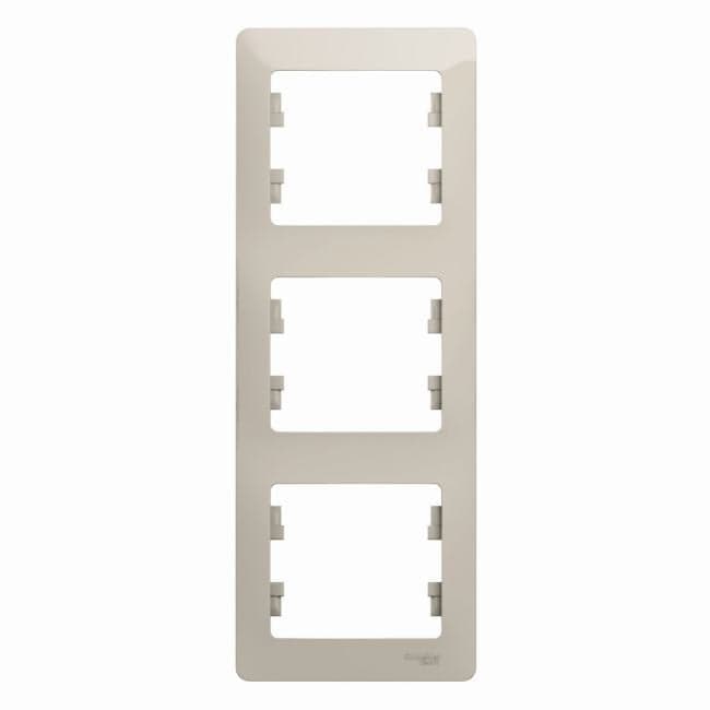 Рамка Systeme Electric GSL000907 Glossa Молочная 3-ая, вертикальная