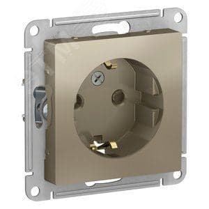 Schneider Electric ATN000545 Розетка ATLASDESIGN с заземлением со шторками 16А механизм шампань