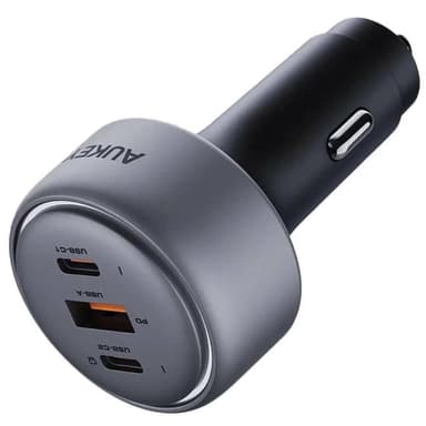 AUKEY <ACC-CC-P3 Gray> Автомобильное зарядное уст-во USB (Вх.12-24V, Вых.5/9/12/15/20V, 100W, USB, 2xUSB-C)