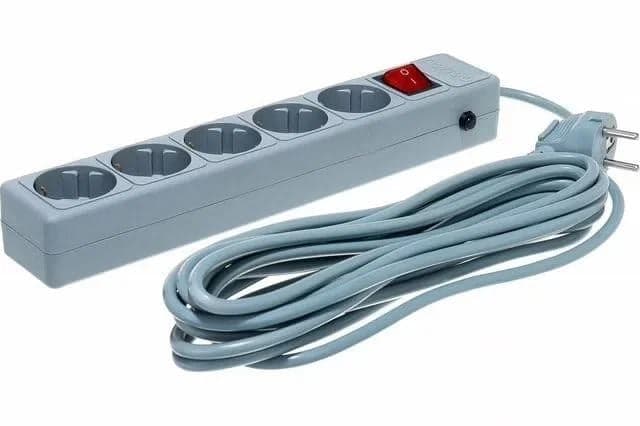 Perfeo сетевой фильтр PF_E1502 "REAL POWER", 5,0м, 5 розеток, 16А, 3500 Вт, тройная защита, серый.