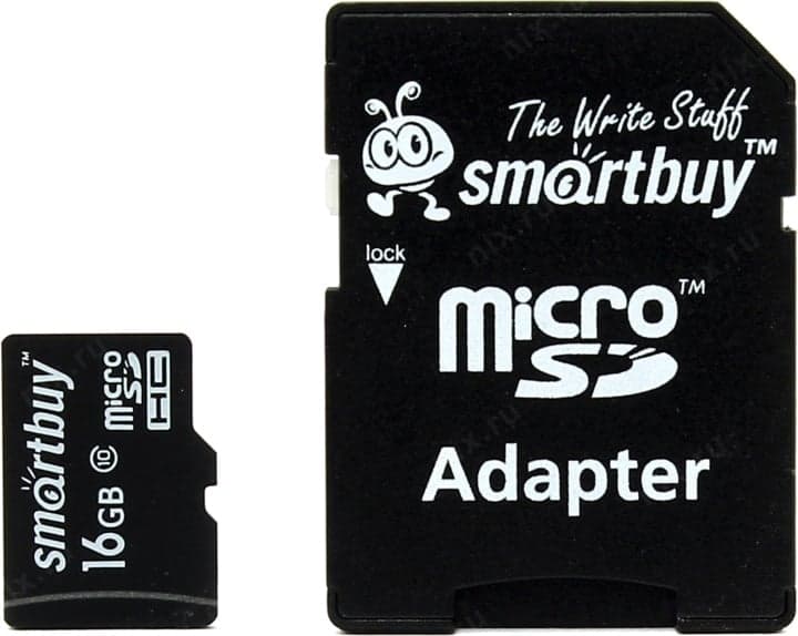 SmartBuy <SB16GBSDCL10-01> microSDHC 16Gb Class10 + microSD-->SD Adapter