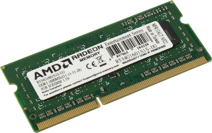 AMD <R534G1601S1S-UG> DDR3 SODIMM 4Gb <PC3-12800> CL11 (for NoteBook)
