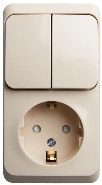Блок Systeme Electric BPA16-202K с/з со шторками + выключатель 2-клавишный крем
