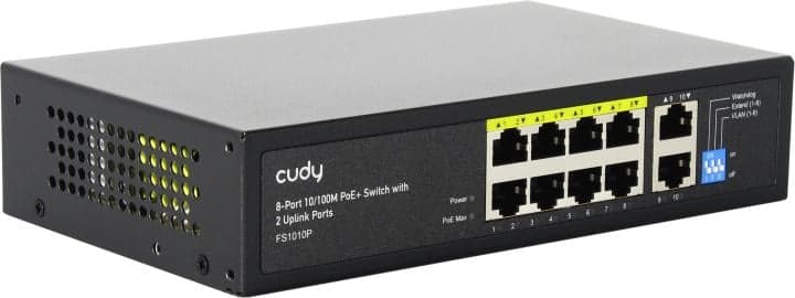 CUDY <FS1010P> 8-Port PoE+ Switch (8UTP 100Mbps PoE + 2UTP 100Mbps)