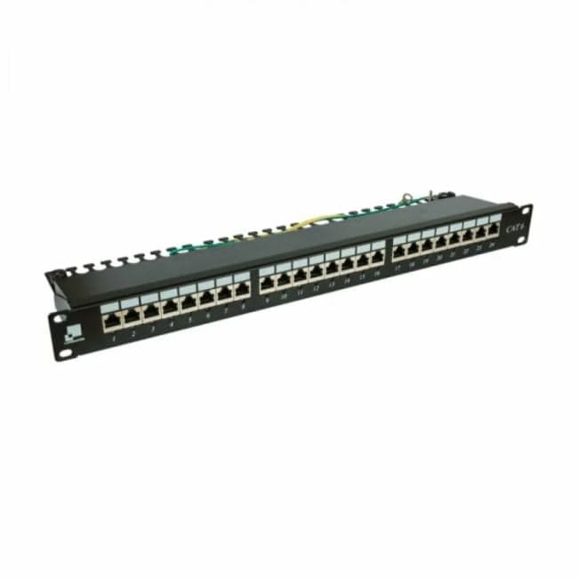 Патч-панель Lanmaster LAN-PPi24S6 19", 1U, Cat 6, 24 порта RJ45 (8p8c), экранированная, Dual IDC (110/KRONE)