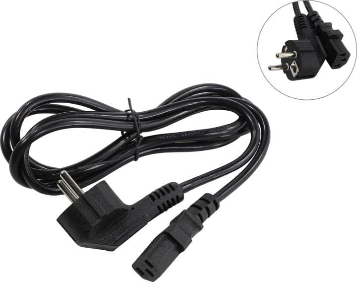 ExeGate PC-1.8S <ES280999RUS> Кабель компьютер - розетка 220V 1.8м Европейский стандарт, Г-образный