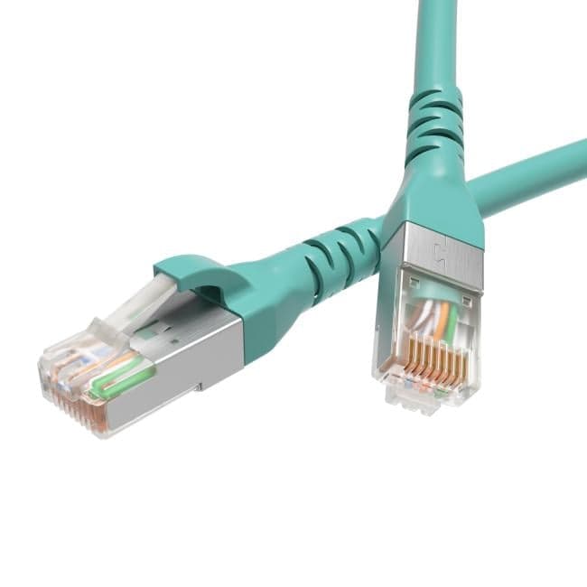 Кабель патч-корд S/FTP 6А кат. 0.5м DKC RN6ASF4505AQ 4х2, LSZH, бирюзовый, 0.5 м, "RAM telecom"
