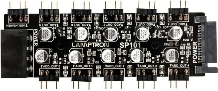 LAMP-SP101 Панель управления вентиляторами и подсв. Lamptron SP101 MB RGB Lights Syn Amp for 3PIN-5VDC(10-ways out)