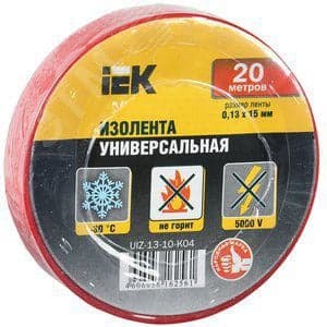 IEK <UIZ-13-10-K04> Изолента ПВХ (красная, 15x0.13мм, 20м)