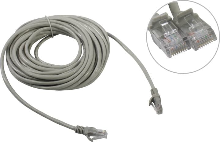 Cablexpert Патч-корд медный UTP PP10-10M кат.5, 10м, литой, многожильный (серый)