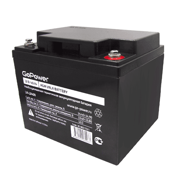 GoPower 00-00017021 Аккумулятор свинцово-кислотный GoPower LA-12400 12V 40Ah