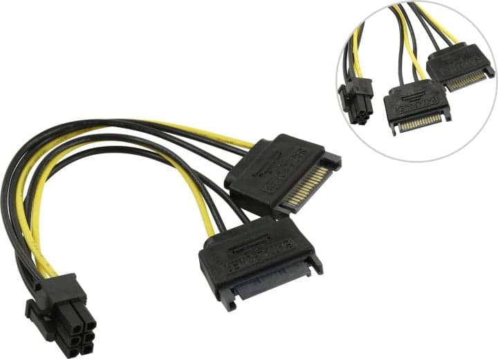 Orient <C513> Переходник питания для видеокарт 2SATA M->6pin