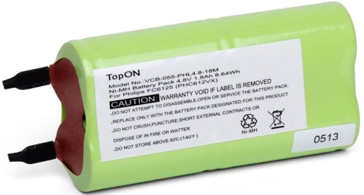 TopON TOP-FC-18 для электровеника Philips FC6125. 4.8V 1800mAh Ni-MH. PN: PHC612VX, TOP-FC-18