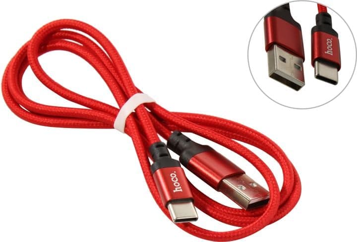 Hoco <X14 USB-C M Red/Black> Кабель USB 2.0 AM-->USB-C 1м
