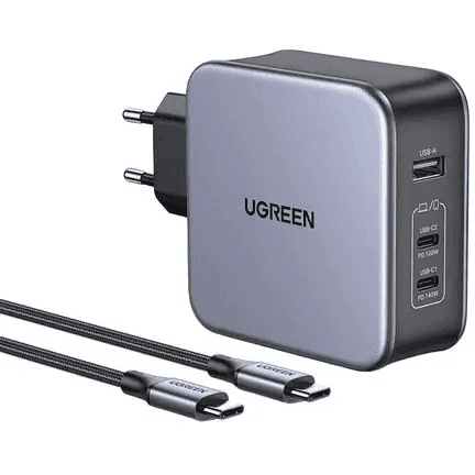 90549 Сетевое зарядное устройство UGREEN CD289 (90549) Nexode 140W USB-A+2*USB-C GaN Fast Charger с кабелем USB-C - USB