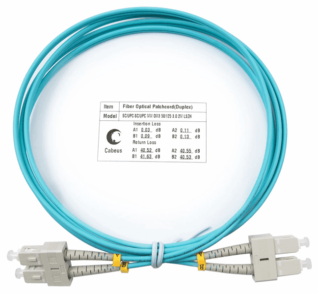 Cabeus <FOP-50-SC-SC-2m> Patch cord ВО, SC-SC, duplex, MM 50/125 2м