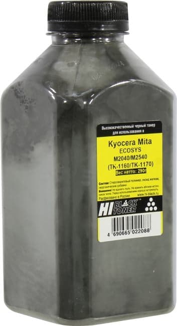 Тонер Hi-Black для Kyocera ECOSYS M2040/M2540 (TK-1160/TK-1170), Bk, 290 г, банка
