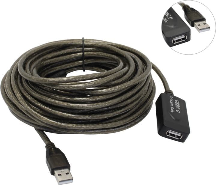 Aopen <ACU823-10м> Кабель удлинительный активный USB 2.0-repeater A-->A 10м