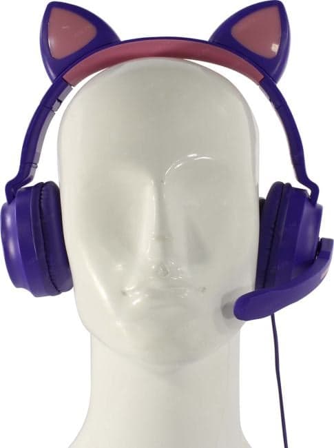 Наушники с микрофоном QUMO Cat Purple GHS0036 (шнур 2м, с регулятором громкости) <33036>