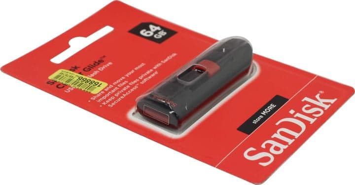 SanDisk Cruzer Glide <SDCZ60-064G-B35> USB2.0 Flash Drive 64Gb (RTL)