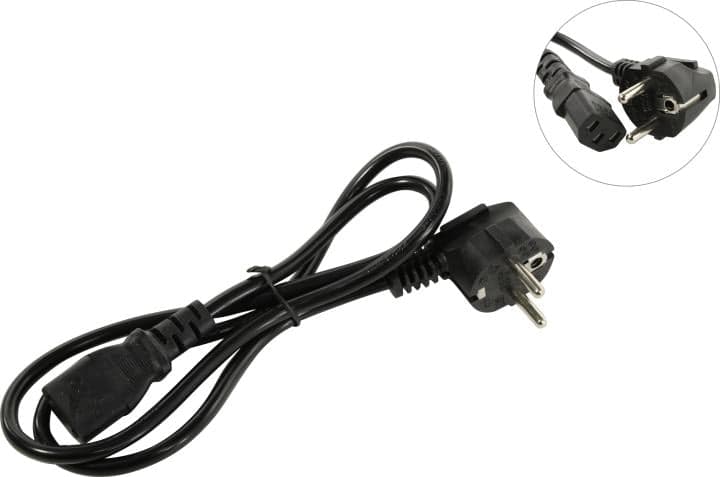 5bites <PC205-10A> Кабель компьютер - розетка 220V 1м Европейский стандарт, Г-образный