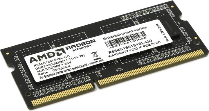 AMD <R534G1601S1SL-U(O)> DDR3 SODIMM 4Gb <PC3-12800> CL11 (for NoteBook)