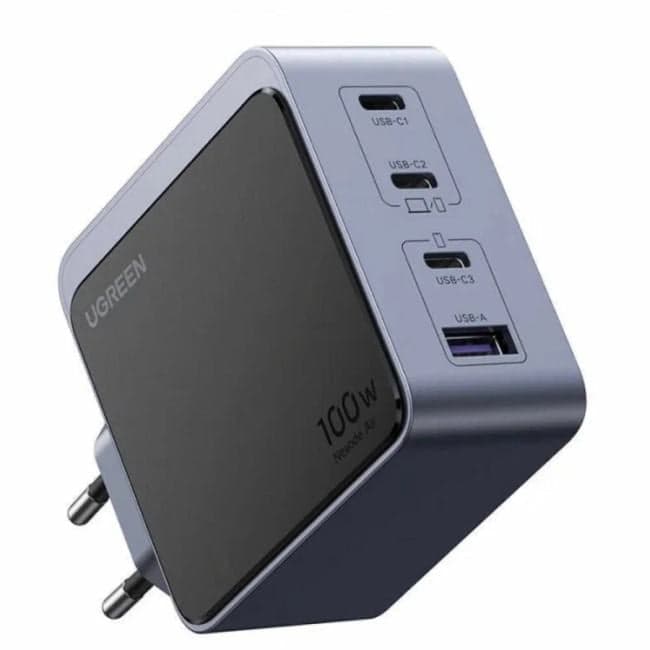 35043_ зарядное устройство UGREEN X565 (35043) Nexode S 100W USB-A+3*USB-C GaN Tech Fast Charger EU. Цвет: серый