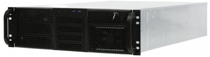 RE306-D4H7-FC-55 Корпус 3U ,4x5.25+7HDD,черный,без БП(PS/2,mini-redundant,2U-redundant),глубина 550мм,MB CEB 12"x10.5"