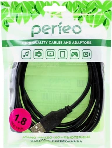 PERFEO Кабель USB2.0 A вилка - Micro USB вилка, черный, длина 2 м., бокс (U4010)