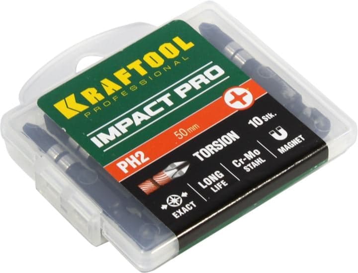 KRAFTOOL <26191-2-50-S10> Биты ударные (10 шт, PH2, 50 мм)