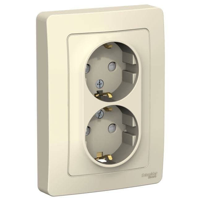 Schneider Electric BLNRS001122 BLANCA С/У РОЗЕТКА двойная с заземлением со штор., 16А, 250В, МОЛОЧНЫЙ