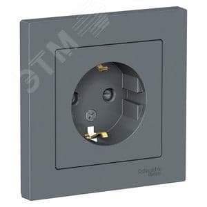Розетка с заземлением со шторками Schneider-electric ATN000744 ATLASDESIGN, 16А, в сборе, ГРИФЕЛЬ