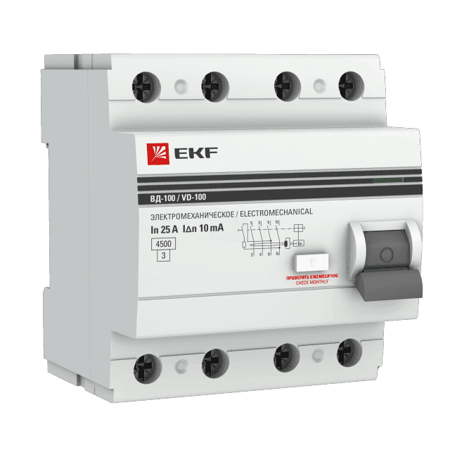 EKF elcb-4-40-30-em-pro Выключатель дифференциального тока (УЗО) 4п 40А 30мА АС EKF PROxima (elcb-4-40-30-em-pro)