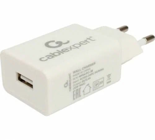 Зарядное устройство Cablexpert MP3A-PC-38, 10.5Вт, 2.1А, 1хUSB, белый, пакет