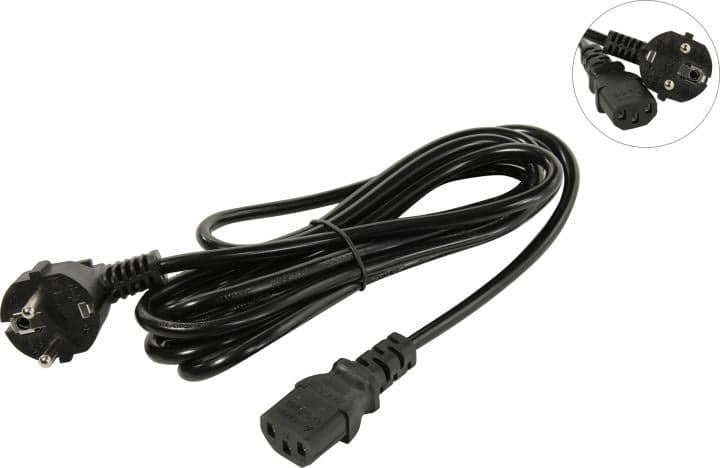 5bites <PC205-30A> Кабель компьютер - розетка 220V 3м Европейский стандарт, Г-образный