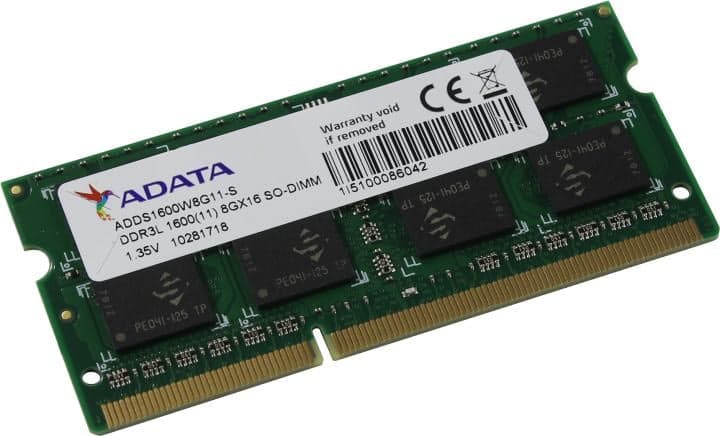 ADATA <ADDS1600W8G11-S> DDR3L SODIMM 8Gb <PC3L-12800> Low Voltage (for NoteBook)